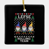Lefse Rolling Team Christmas Baking Gnome Xmas Keramisch Ornament (Voorkant)