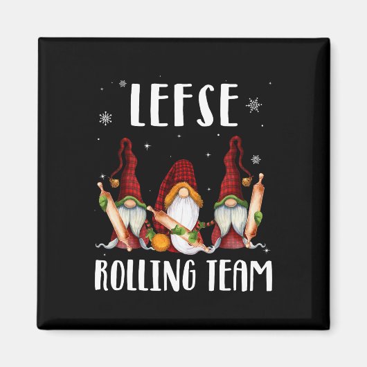 Lefse Rolling Team Gnomes Kerstmis Kind Magneet (Voorkant)