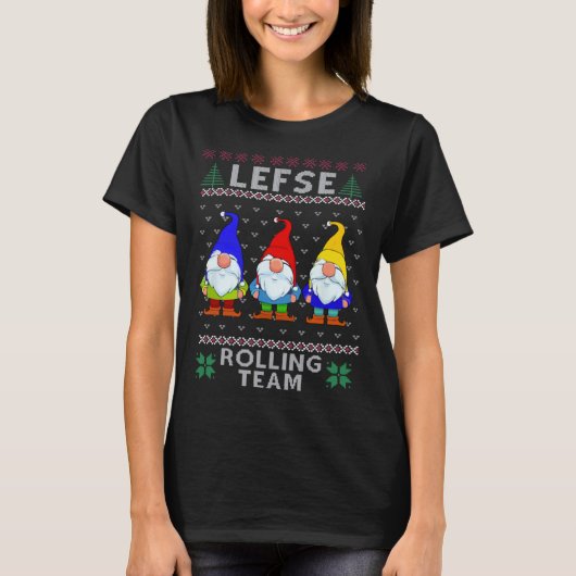Lefse Rolling Team God Jul Gnome Christmas Xmas T-shirt (Voorkant)