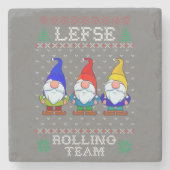 Lefse Rolling Team, Kerstbaking Tomte Gnome Stenen Onderzetter (Voorkant)