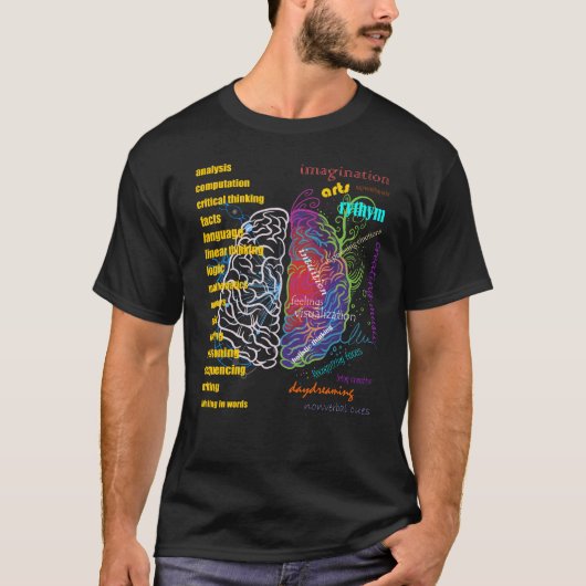 Left Brain Right Brain Hemispheres T-shirt (Voorkant)