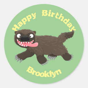 Leftige wolverine dierlijk cartoon klassieke groep ronde sticker