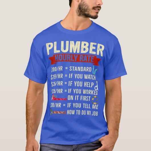 Leftijdsbeschrijving van Plumber Hourly met T-shirt (Voorkant)