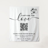 Leg de liefde foto QR code bruiloft achtergrond Wandkleed (Voorkant)