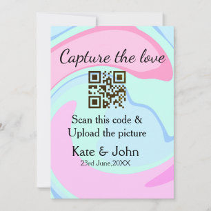 Leg de liefde vast voeg QR scan marmer roze blauw Kaart