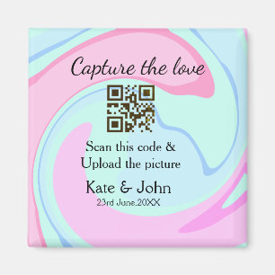 Leg de liefde vast voeg QR scan marmer roze blauw Magneet