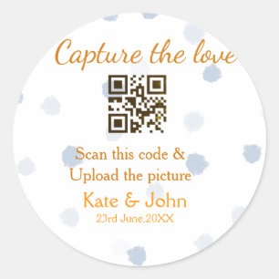 Leg de liefde vast voeg QR-scan toe upload afbeeld Ronde Sticker