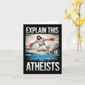 Leg deze atheïsten uit Jezus Bokshandschoenen Grap Kaart (Gele Bloem)