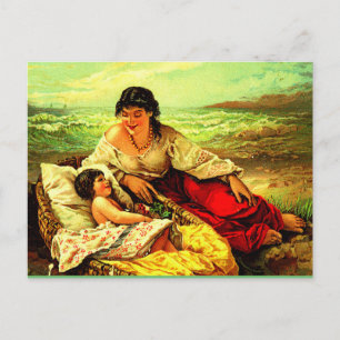 Leg herinneringen van moeder en kind uit. briefkaart