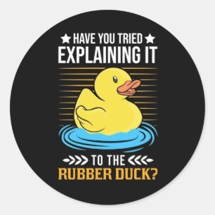 Leg het uit aan het rubberapparaat ronde sticker