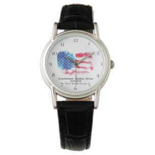 *~* Legale Mam Veteran Red White Blue VS vlag Horloge