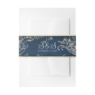 legance Wedding Toile Noite Belly Band Uitnodigingen Wikkel