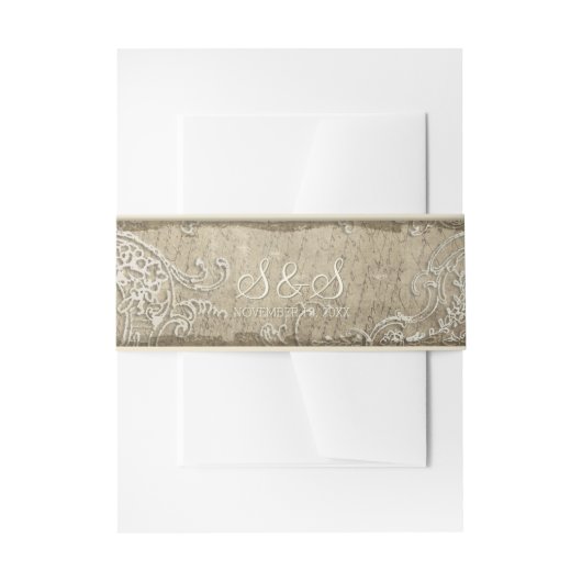  legance Wedding Toile Noite Belly Band Uitnodigingen Wikkel (Voorkant Voorbeeld)