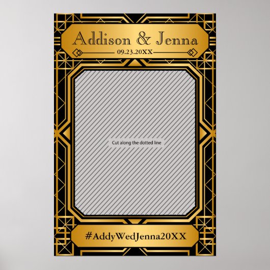  legant Art Deco Black Gold Wedding Poster (Voorkant)