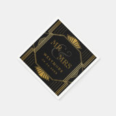  legant Art Deco Black Gold Wedding Servet (Hoek)