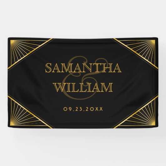  legant Art Deco Black Gold Wedding Spandoek (Horizontaal)