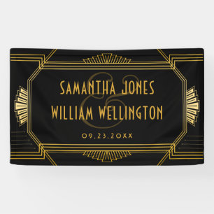 legant Art Deco Black Gold Wedding Spandoek