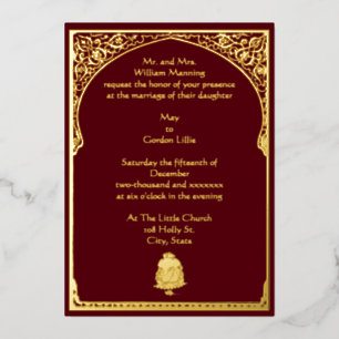  legant Border & Ganesh Indian Wedding Folie Uitnodiging