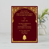 legant Border & Ganesh Indian Wedding Folie Uitnodiging (Staand Voorkant)