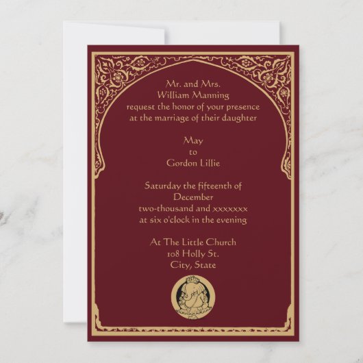 legant Border & Ganesh Indian Wedding Kaart (Voorkant)