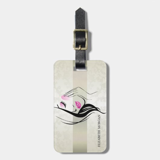  legant, chic, kant, Girl Silhouete Bagagelabel (Voorkant verticaal)