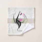  legant, chic, kant, meisje Silhouette Bad Handdoek (Wasdoekje)