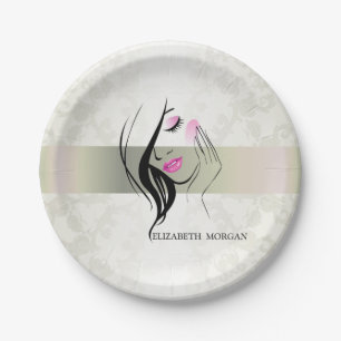  legant, chic, kant, meisje Silhouette Papieren Bordje