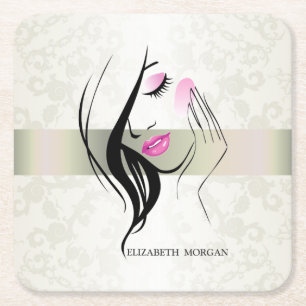 legant, chic, kant, meisje Silhouette Vierkante Kartonnen Onderzetter
