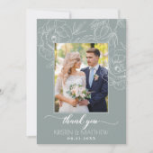 legant Floral Grey Modern Wedding Bedankkaart (Voorkant)