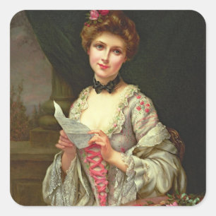  legant Lady & Bouquet van Rozen Vierkante Sticker