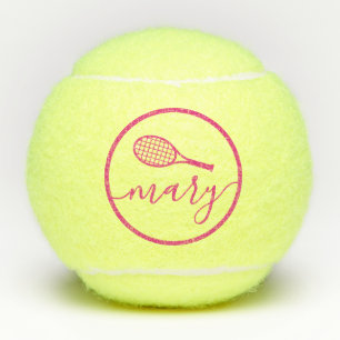 Legant Script-naam roze gepersonaliseerd Tennisballen