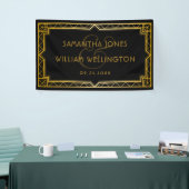  legante Art Deco Black Gold Wedding Banner (Beurs)