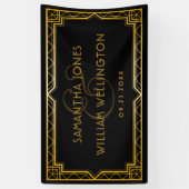  legante Art Deco Black Gold Wedding Banner (Verticaal)
