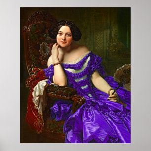 legante dame in blauw Violet Dress Poster