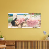  legante dame in roze canvas afdruk (Insitu (Woonkamer))