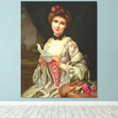  legante dame met Rozen Canvas Afdruk (Insitu (Houten vloer))