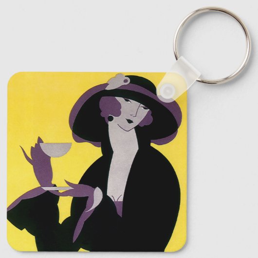 legante vrouw Drink middag Tea Party Sleutelhanger (Achterkant)