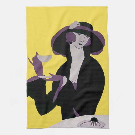 legante vrouw Drink middag Tea Party Theedoek (Verticaal)