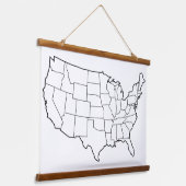 Lege Amerikaanse kaart Muur Hangend Wandkleed (Gebogen)