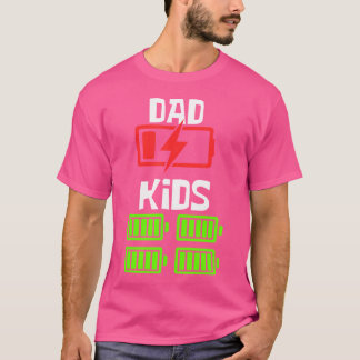 Lege Batterij Papa Van 4 Kinderen Grappige Vader V T-shirt