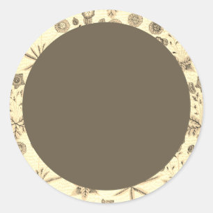 Lege beige en groene bloemenlabel ronde sticker