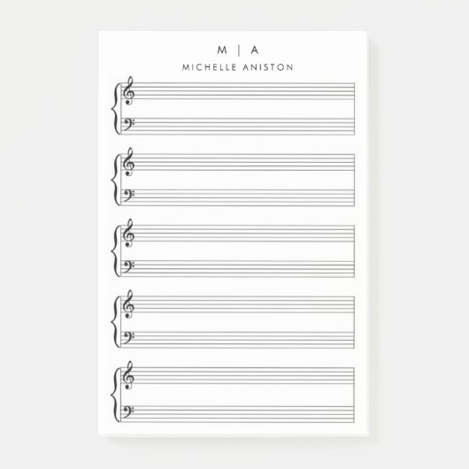 Lege Bladmuziek Monogram Minimalistisch Post-it® Notes (Voorkant)