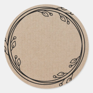 Lege bloemenkrans label klassieke ronde sticker
