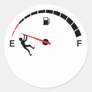 Lege brandstoftank — grappig ontwerp ronde sticker