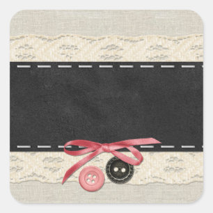 Lege Buttonnen Bow -  productverpakking Vierkante Sticker