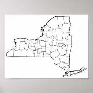 Lege contourkaart van de provincies van New York Poster