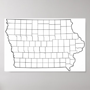 Lege contourkaart van Iowa County's Poster