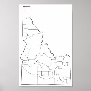 Lege contourkaart voor Idaho County's Poster