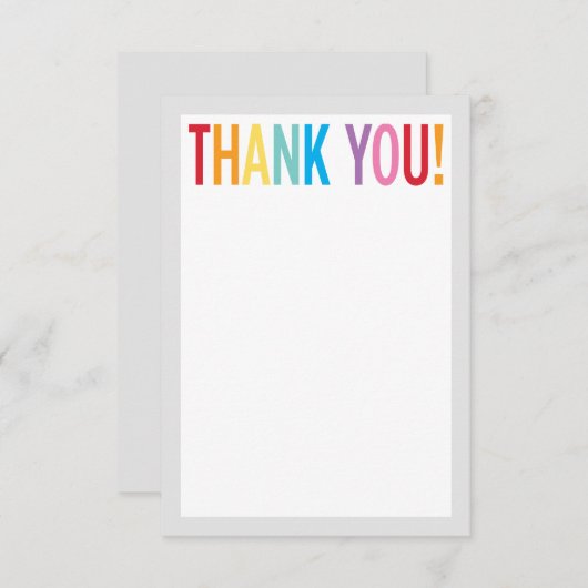 LEGE DANK JEWEL kleurrijke regenboog letters grijs Bedankkaart (Voorkant / Achterkant)