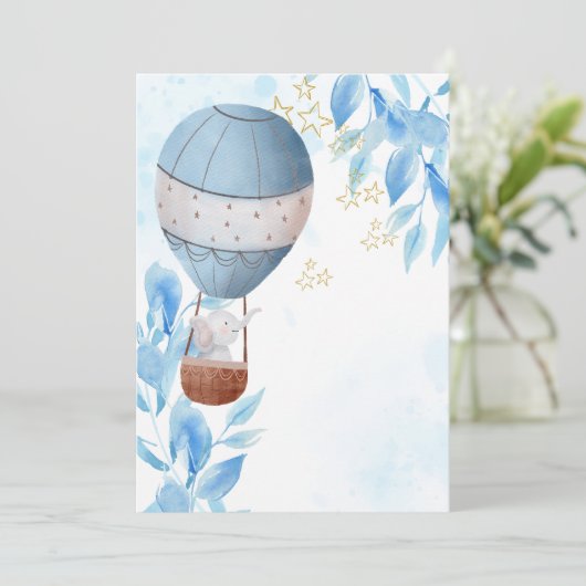 Lege Eigen Olifant Heet Luchtballon Toevoegen Kaart (Staand voorkant)